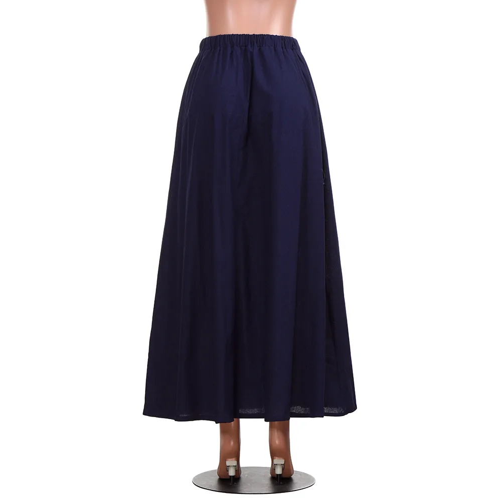 Женская длинная Плиссированная юбка стильная льняная хлопковая макси с