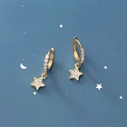 Женские серьги-кольца со звездой MloveAcc, из настоящего серебра 925 пробы, ювелирные изделия из стерлингового серебра, маленькие милые серьги