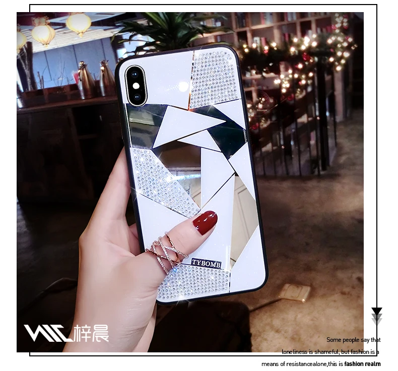 ONEPLANT роскошное творческое зеркало ромб чехол для iPhone X XR XS MAX 6 S Чехол для iPhone 7 8 Plus Модный чехол для бурения воды