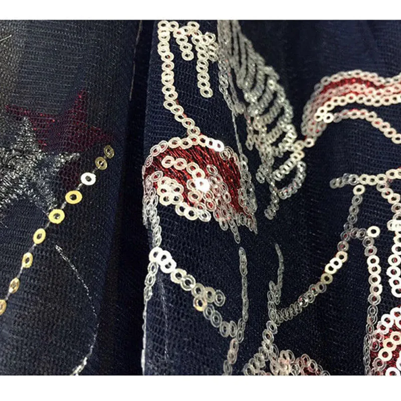 

Embroidered gauze skirt summer fat MM foreign air fairy skirt in the long elastic waist star A-word big swing gauze skirt