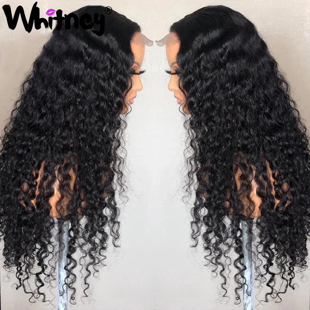 

Deep Wave Human Hair Lace Front Wig Mongolian Remy Hair 5x5 HD Transparent Lace Closure Wigs For Women Water Wave HD T-Part Wigs