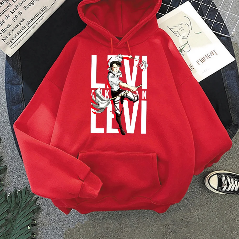 

Japanese Anime Attack Giant Hoodie Levi Ackerman Printed Loose Casual Tops Pullover Korean Hip-Hop Unisex Oversized Sweatshirt