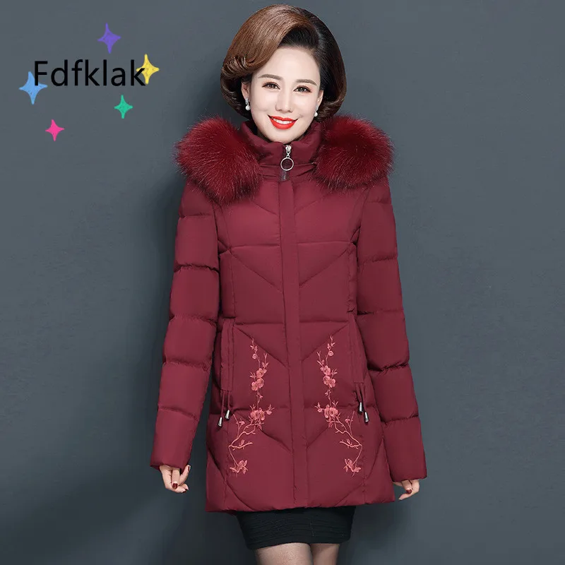 Fdfklak Winter Coat Women Clothing Parka Hooded Oversize Autumn Warm Floral Jacket Women XL-5XL Blouse Green Jaqueta Feminina enlarge