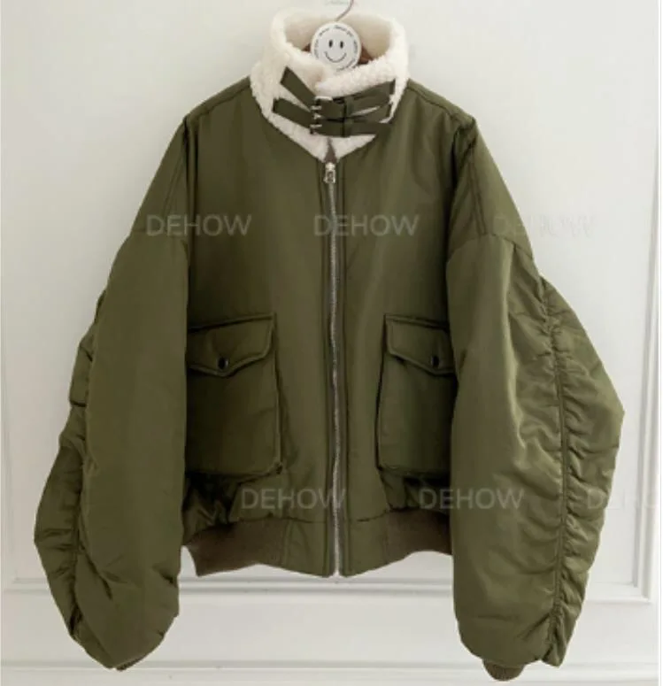 

Шикарная зимняя флисовая подкладка, свободная куртка для женщин, плотное теплое однотонное пальто на молнии с длинным рукавом, Женская шерс...