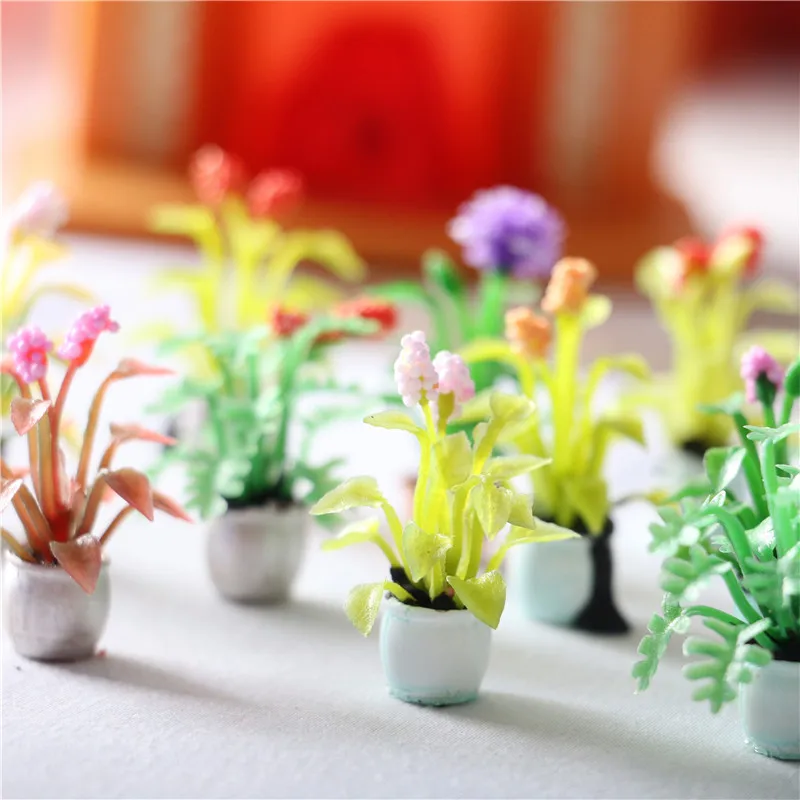 

1/12 искусственный цветочный горшок для кукольного домика, интерьерные цветы и растения, мини-растения, фотоаксессуары