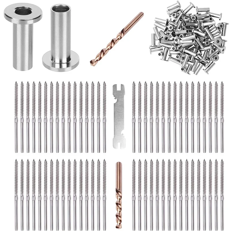 

32 Pairs Left & Right Hand Thread Lag Screws and 50 Pcs 1/8 Inch Straight Wood Post Protector