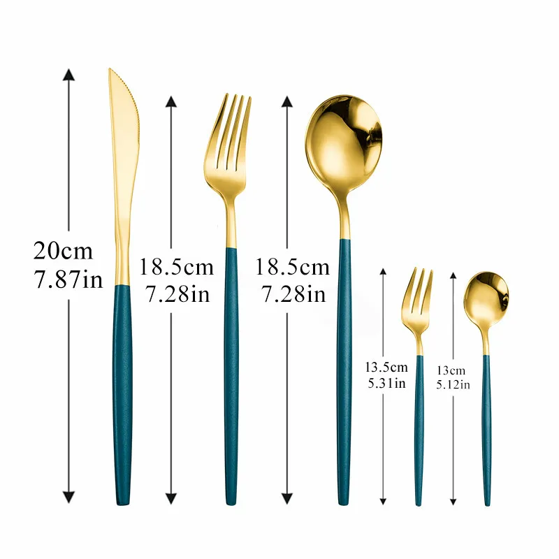 Western Cutlery Set 30 Piece Tableware Stainless Steel Dinnerware Black Spoon Fork Knife Dinner Complete Home Flatware | Дом и сад