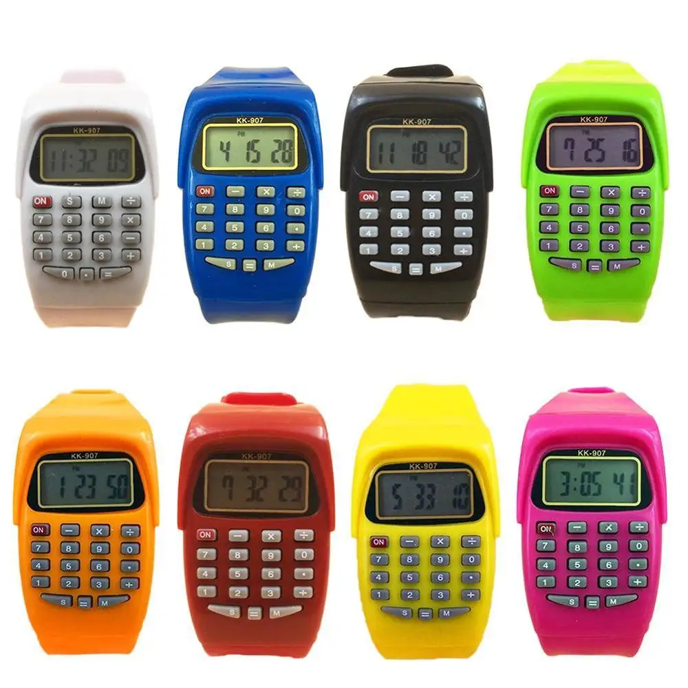 Детский калькулятор со светодиодными часами функция школьная Дата/время Детская