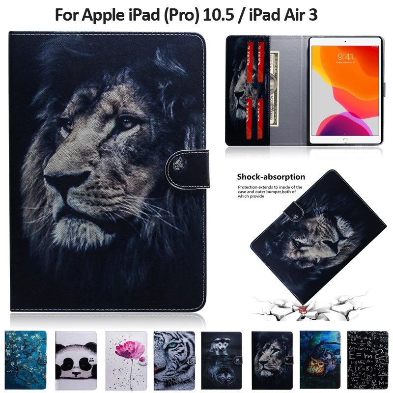Чехол для iPad Pro 10 5 &quotAir 3 2019 Модный чехол планшета из ПУ кожи с изображением тигра