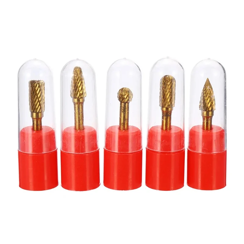 

5pcs 6x10mm Tungsten Steel Grinding Head Drill Bit Titanium Coated Rotary Burrs Tool