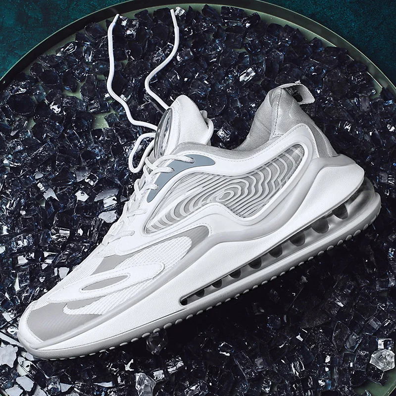 

Full Palm Air Cushion Men Casual Sneakers Light Comfort Elasticity Outdoor Sport Shoes White Black Patchwork Shoes Fast Shipping