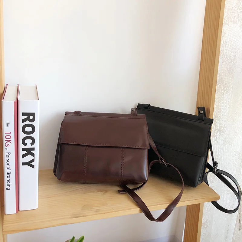 Новые женские Дамские Сумки, Курьерская сумка, модная сумка на плечо, простые Стильные корейские сумки через плечо из искусственной кожи, офисные женские сумки с клапаном, большой емкости
