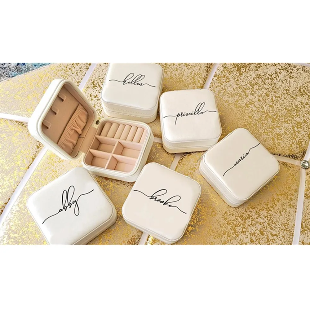 

Personalize Bridesmaid Proposal Gift Boxes, Custom Jewelry Box,Jewellery Ring Box,Christmas Gift Travel Jewellery Case with Name