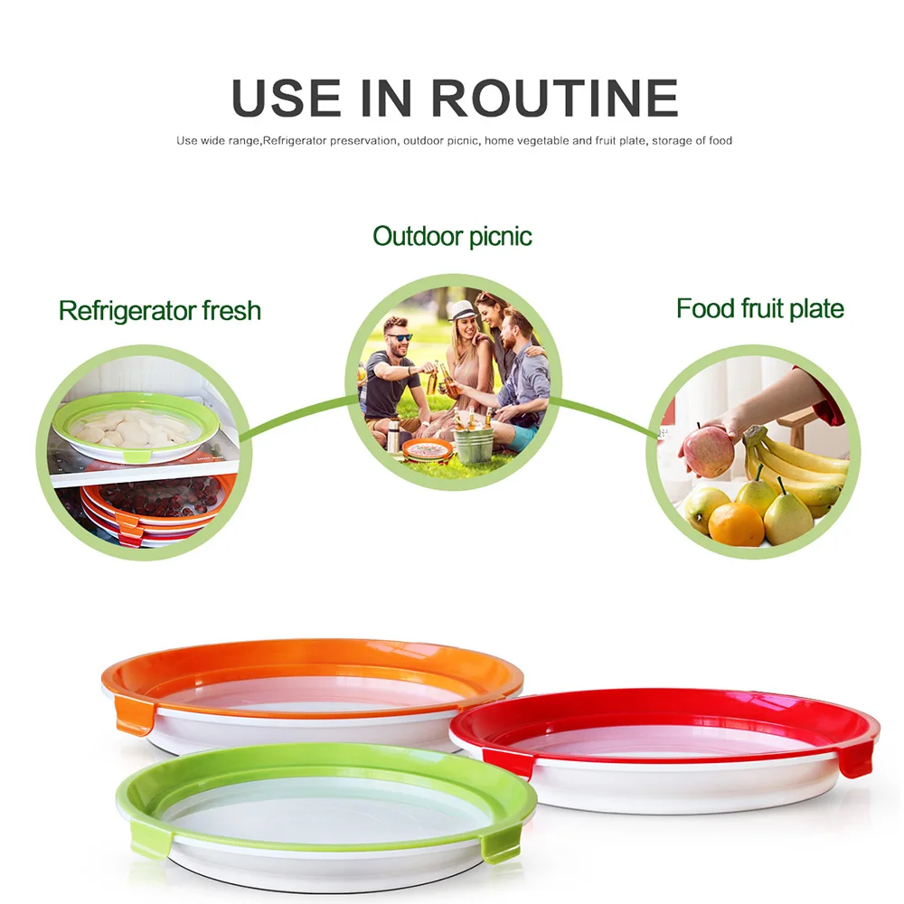 

Creative Clever Tray Food Plastic Preservation Tray Kitchen Food Fresh Keeping Storage Container Microwave Food Preservatio