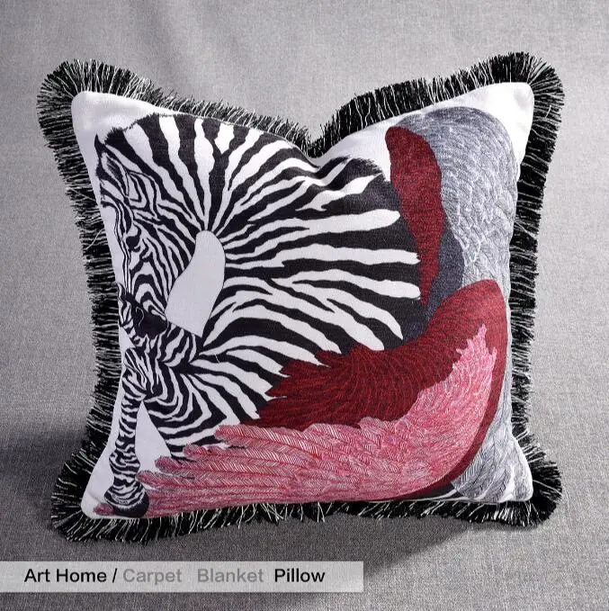 Американский чехол для подушки черно-белая наволочка с изображением лошади