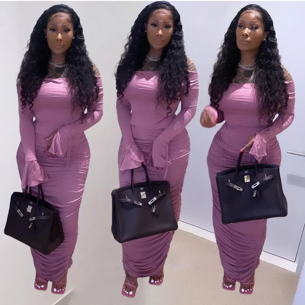 

Женская длинная юбка для ранней осени, повседневные городские платья из полиэстера для отдыха, женская одежда для вечеринки, сексуальная Эл...