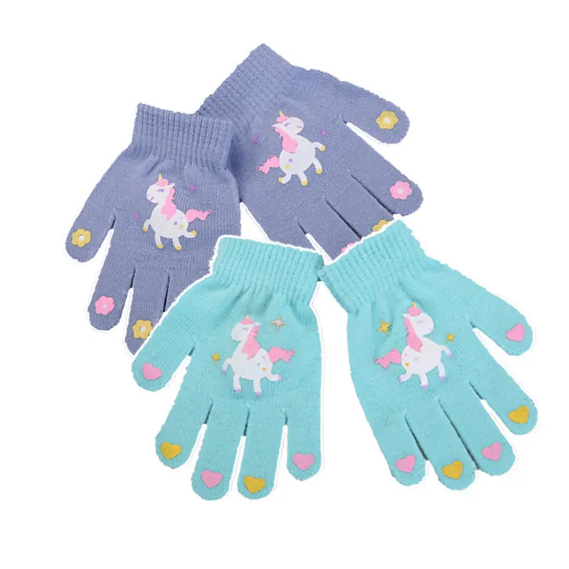 Детские перчатки зимние теплые детские с единорогом варежки рождественские