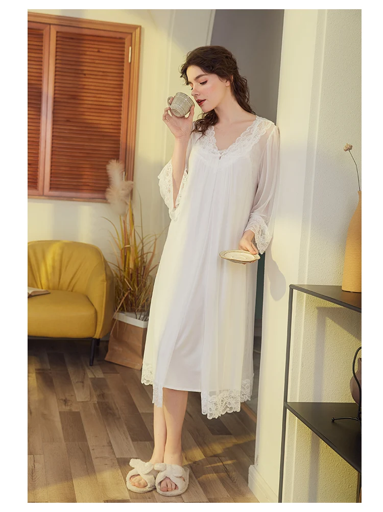 Кружевное Ночное платье в дворцовом стиле кружевная шелковая газовая ночная