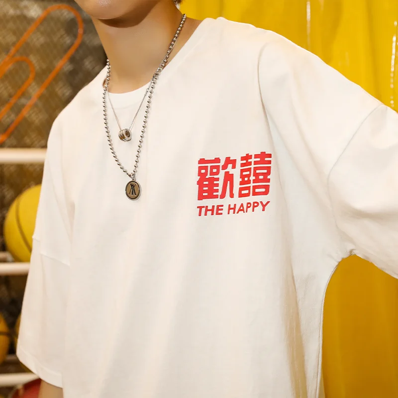 

Hip Hop T-shirt Harajuku Men's Tshirt Streetwear Oversized Print Fun Portrait Letter Cotton Round Neck Short Sleeve Summer Top