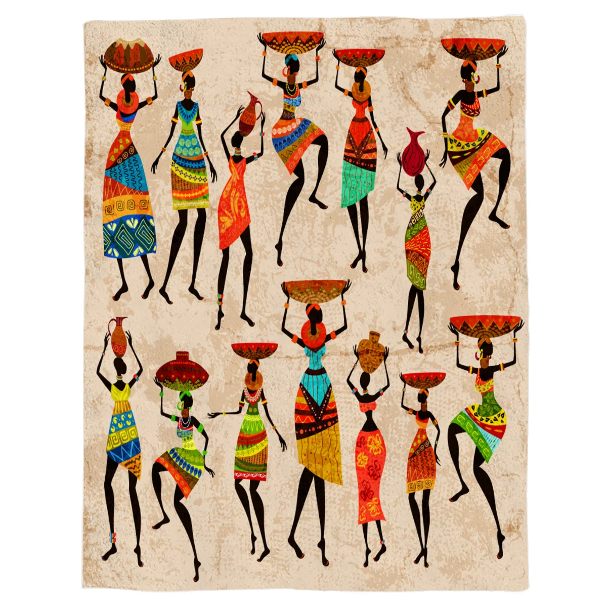 

Ethnic African Women Throw Blanket Portable Soft Bedspread Microfiber Flannel Blankets for Beds