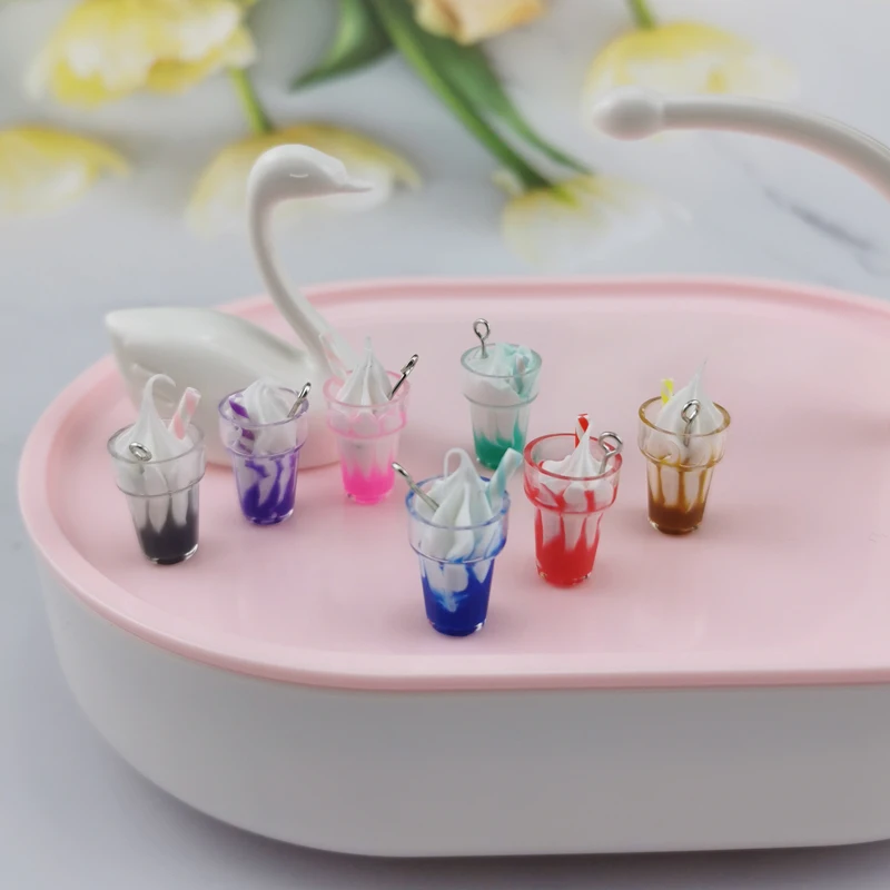 10 шт./лот Новые Подвески из смолы в виде шоколадного торта с мороженым для сережек