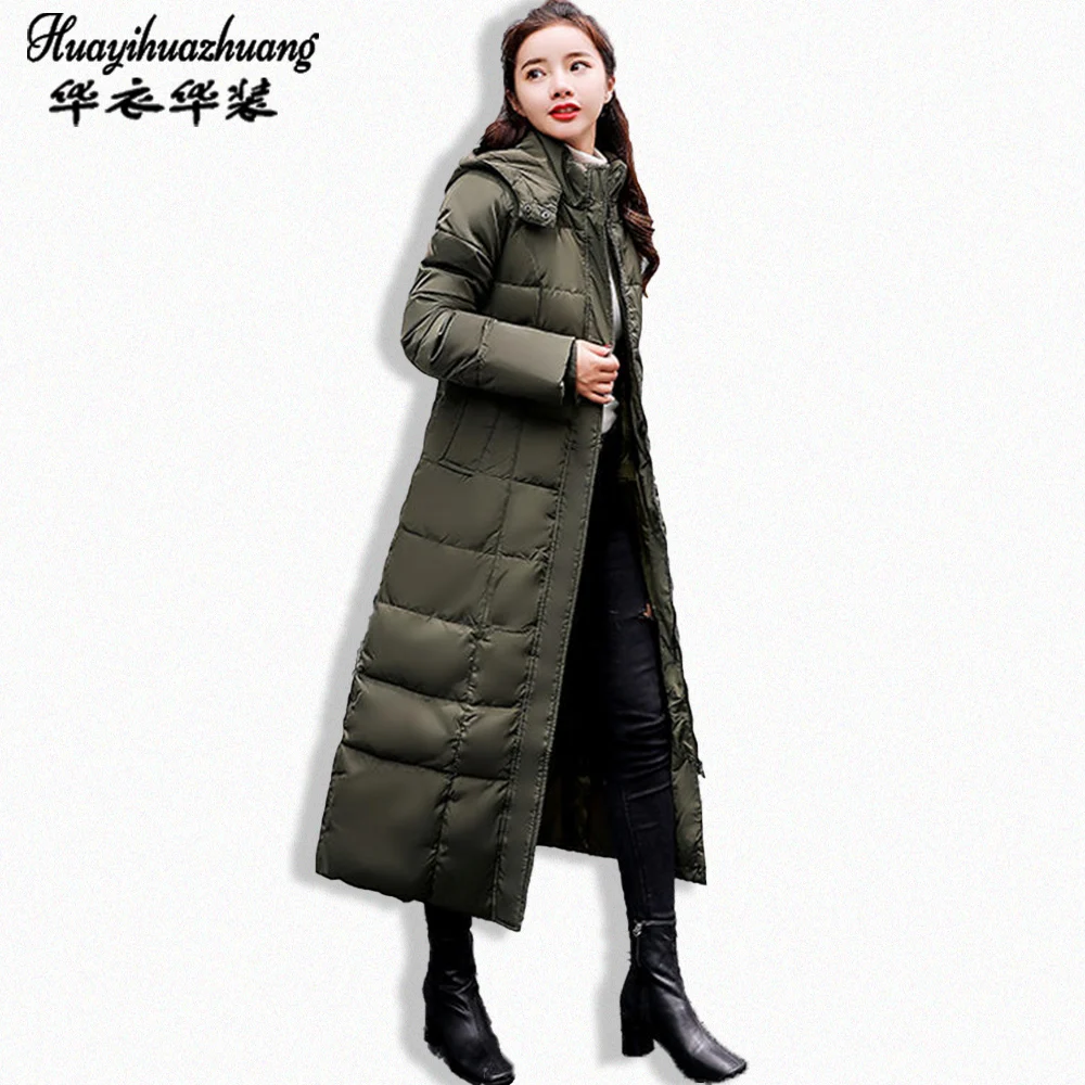 

Hooded Thicker Down Coat Women Winter Casual Zipper Jackets Female Vogue Elegant Outwears Long Plus Size Synthetic Feather