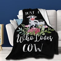 yaoola just a girl who loves cow flannel blanket soft cozy throw blanket fit couch sofa suitable for all season blanket