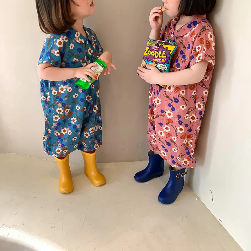 

2021 Baby Girl Overalls for Children Kids Romper Jumpsuits Boys Pants Fashion Girls Floral Printed Trousers Korean Child Clothes
