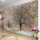 Настенные 3D-обои на заказ, абстрактная стенка с изображением кирпичной стены, с рисунком абстрактного дерева, фрекса, гостиной, телевизора, дивана, фоновые водонепроницаемые 3D наклейки на стену