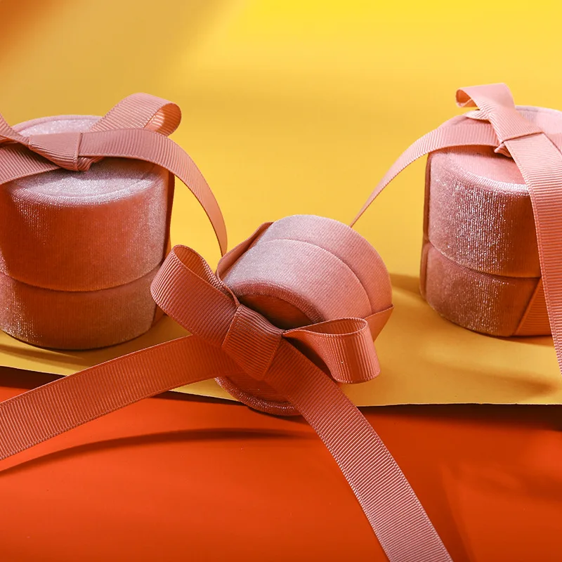 Ручной работы винтаж бархат кулон ожерелье коробка подарочная розовая лента