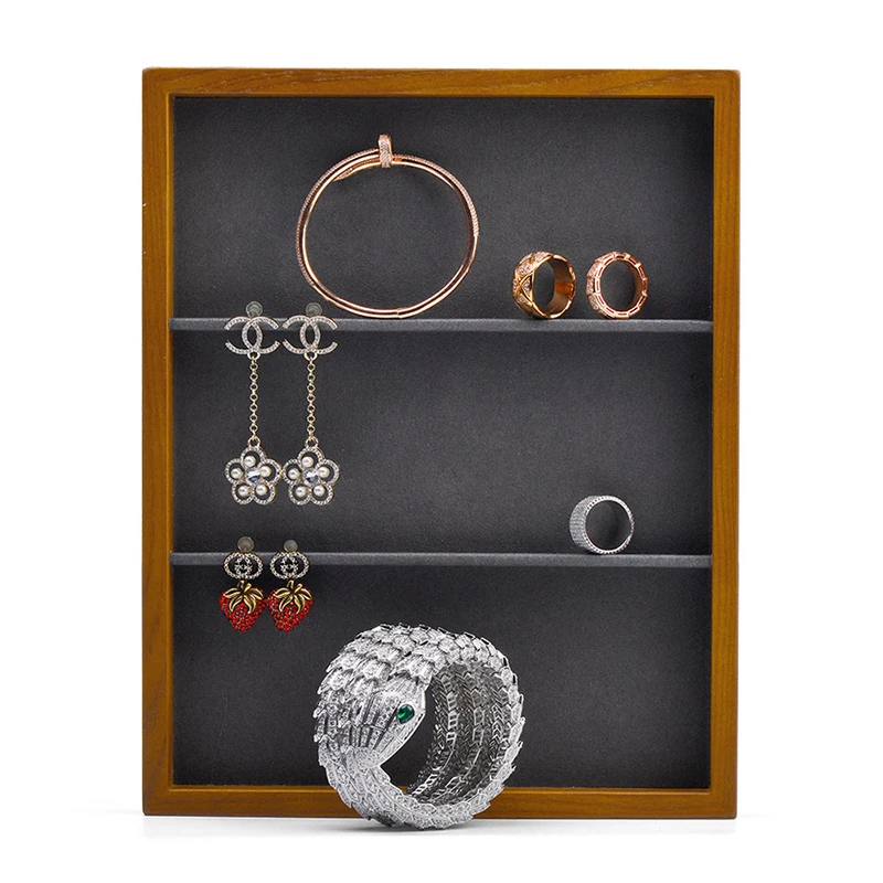 The New Jewelry Tray Solid Wood Three Grid Plate Ring Necklace Bracelet Storage Tray Shop To See The Pallet