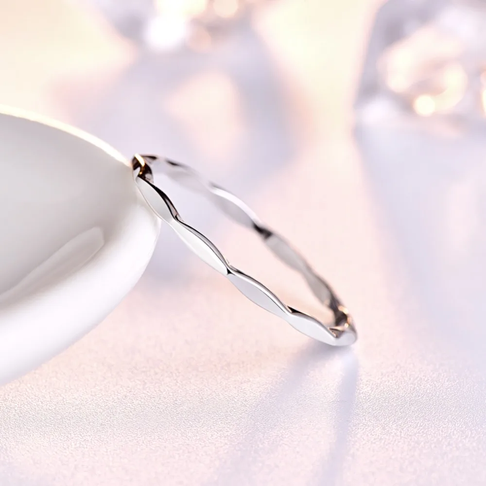 

BONLAVIE Women Ring Pure 925 Sterling Silver Ring Fine Jewelry Polygonal Simple Small Ring Wedding rings for women Jewelry