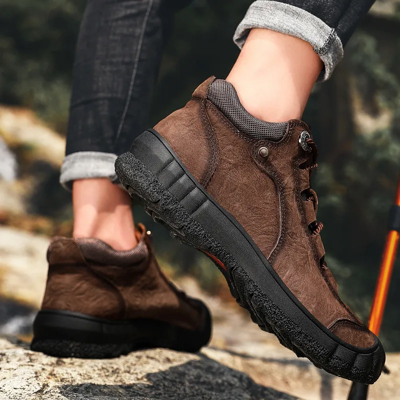 YITU/зимняя мужская кожаная походная обувь дышащая Треккинговая для альпинизма
