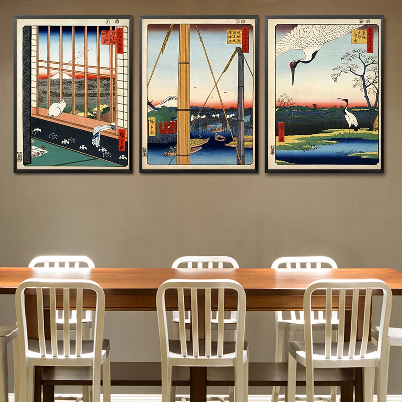 

Japanese Yamato-e Poster Print Wall Art Canvas Painting Wall Picture for Living Room Home Decoration Bedroom