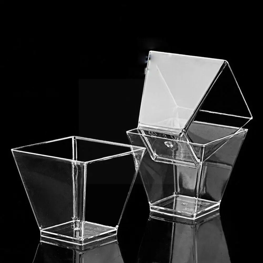 

60/110/160ml Disposable Plastic Cups Clear Portion Mousses Transparent Food Dessert Yogurt Trapezoidal Jelly Container Baki V7Z7