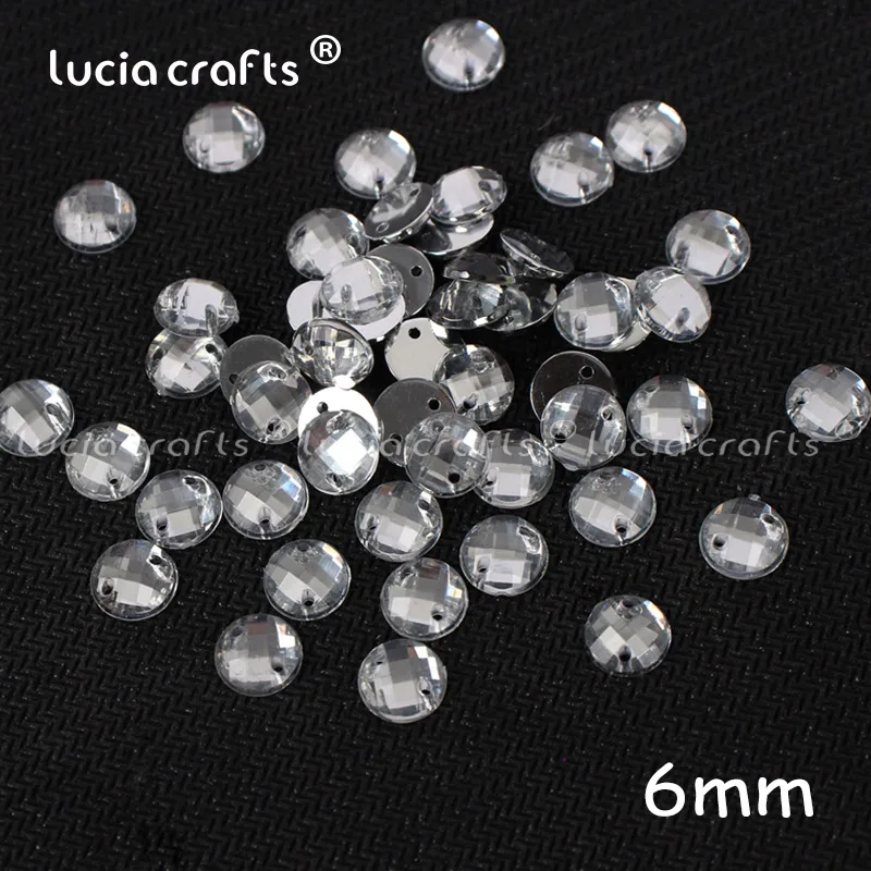 Clear 6mm 100pcs Lucia crafts 4/6/8/10/12 мм прозрачный Акрил Пришивные круглые плоские с оборота Стразы аксессуар Швейное Ремесло «сделай сам» Материалы D1207 - Цвет: Clear 6mm 100pcs