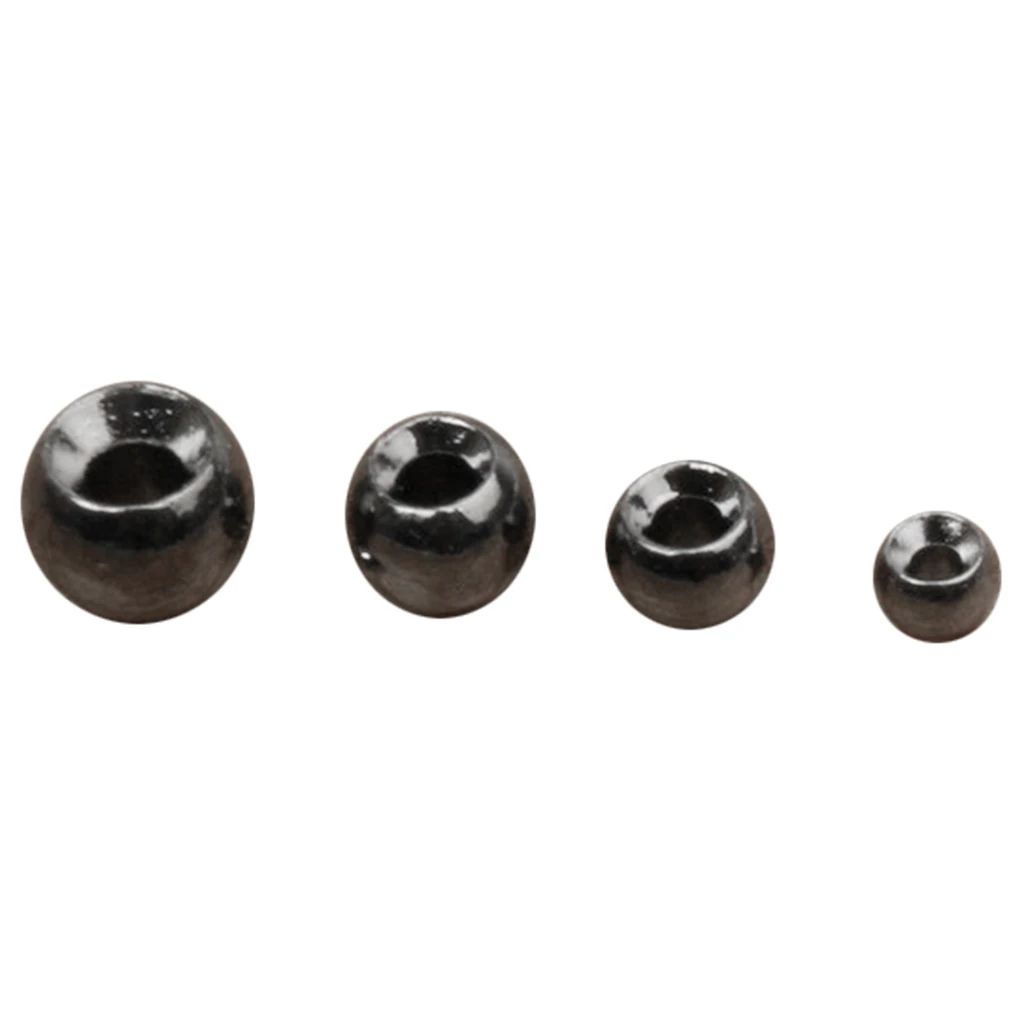 

50 pcs Tungsten Slotted Tying Beads Nymph Head Ball Beads 4.6mm Black