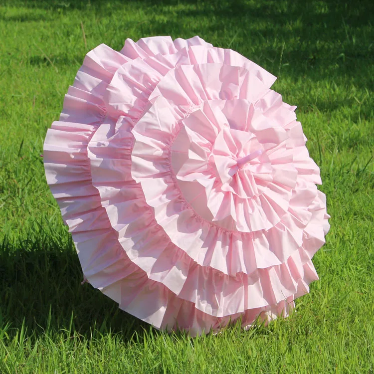 Pink Белый зонтик с оборками для девочек - Цвет: Pink