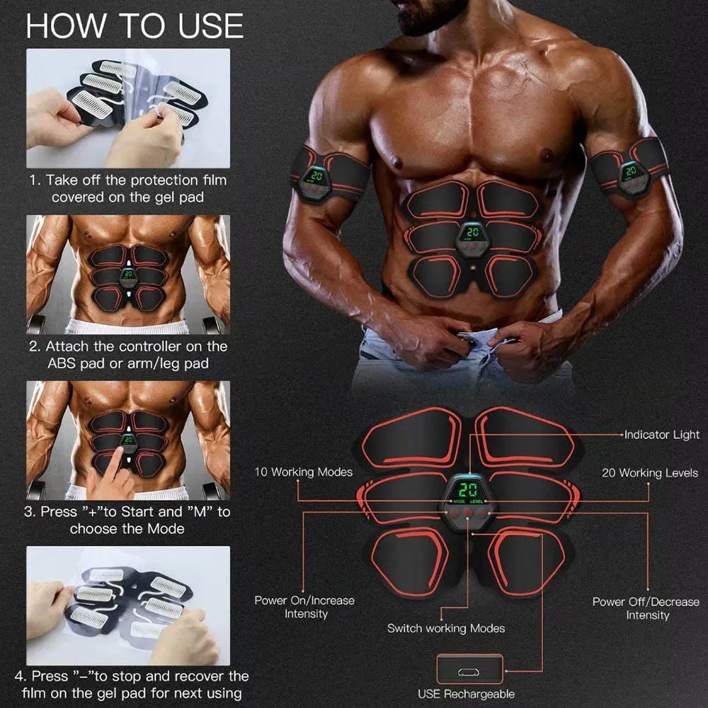 Exercise Machine Slimming Belts Weight Loss Products EMS Electrostimulator ABS Trainer Abdominal Muscle Stimulator for Men Women |