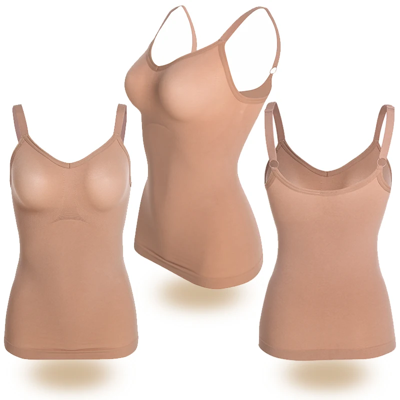 VASLANDA Women Camisoles Tank Tops Tummy Control Body Shaper Strapless Shapewear Sexy V-neck Crop Top Mujer Waist Trimmer Shirt