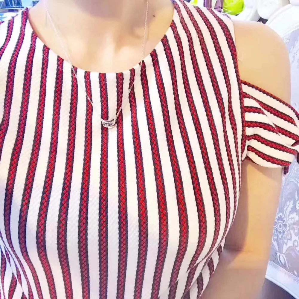 

TN0019 925 Sterling Silver necklace bean necklace with box