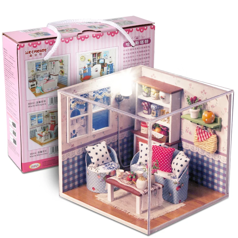 

Doll House Furniture DIY Miniature 3D Model Doll Houses Wooden Miniaturas Boneca Casa Dollhouse Toys for Children Birthday Gifts