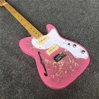 coral paste electric guitar pink cow bone string pillow nitro paint real photos free shipping