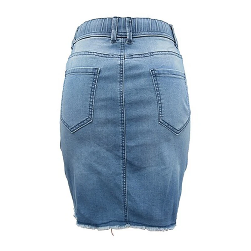 

Lacing Stretch Denim Skirt High Waist Ripped Bodycon Mini Jean Skirts for Women K2