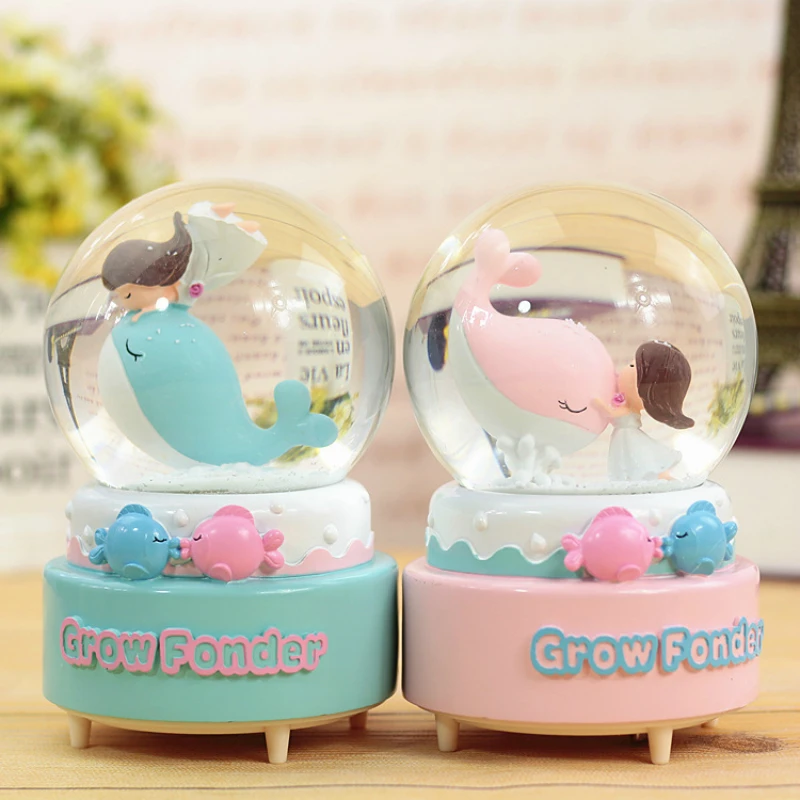 Дельфин Любовь Кристалл снежные глобусы стекло музыкальная шкатулка снежный шар
