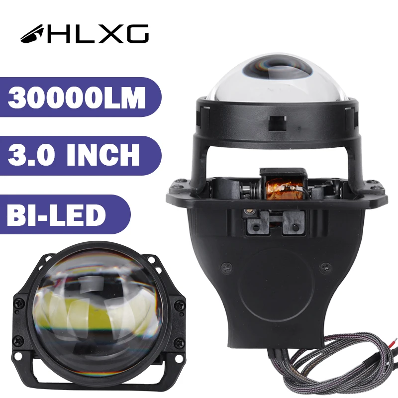 

HLXG Laser Lights 3 Inch Bi LED Projector Lens LED Light H7 D2S D2H Lenses Headlight Tuning Bracket 60W 30000lm for Hella 3R G5