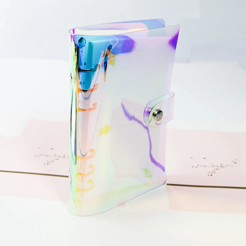 Pvc Rainbow Transparent Notebook Diary Cover Glitter Loose Leaf Note Book Planner Clip Office Supplies | Канцтовары для офиса и