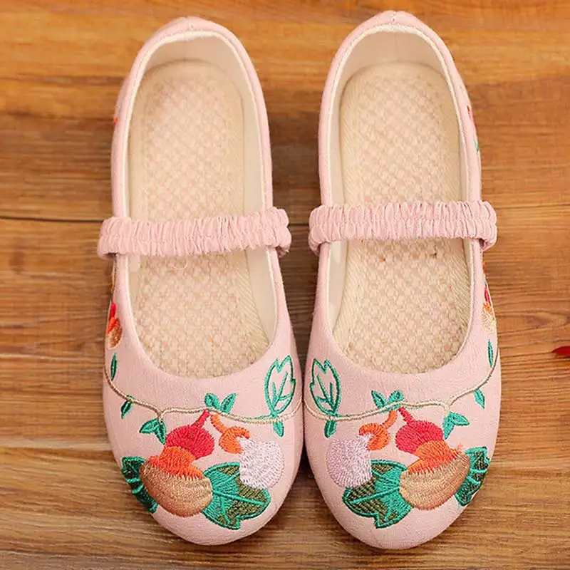 Детские балетки с вышивкой Veowalk мягкие удобные из хлопчатобумажной ткани для