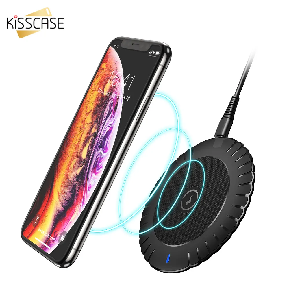 KISSCASE Qi Беспроводное зарядное устройство для samsung Note 10 9 8 S10 Plus S9 S8 Вт беспроводное