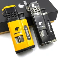 cohiba metal cigar cigarette tobacco lighter 4 torch jet flame refillable with punch portable outdoor smoking tool accessories